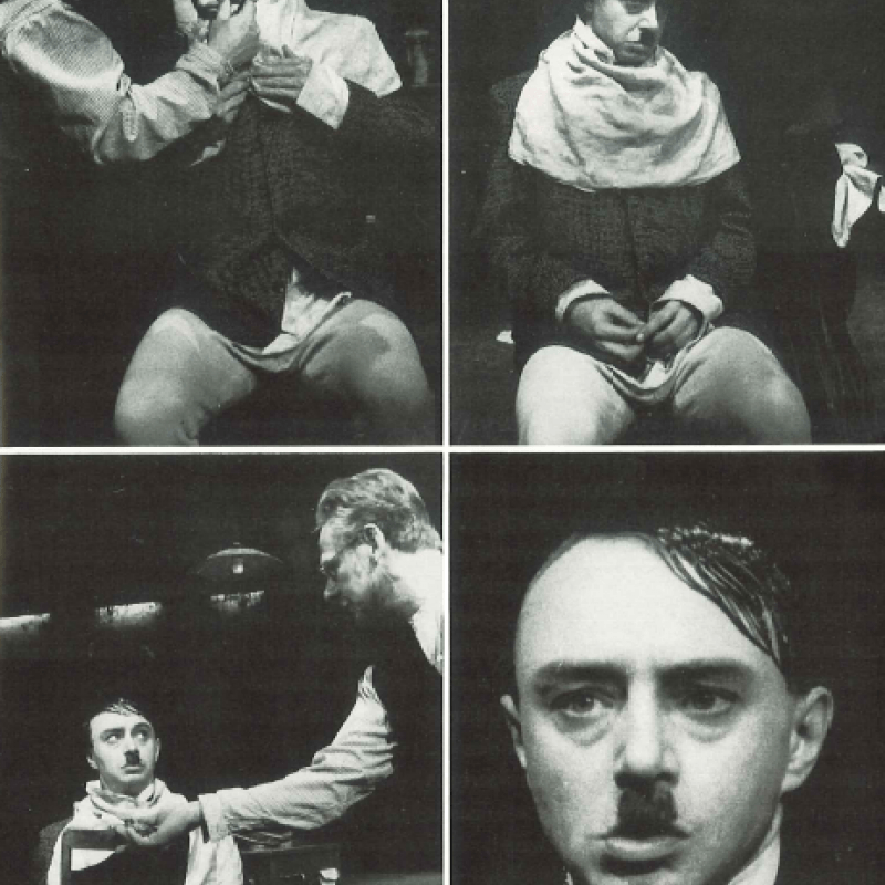 Kollage av Hitler hos barberaren